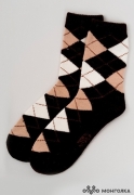 Носки из монгольской шерсти шоколадный ромбы (арт. 01181)