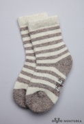 Носки детские из 100% монгольской шерсти серый с полосами (арт. 02151)